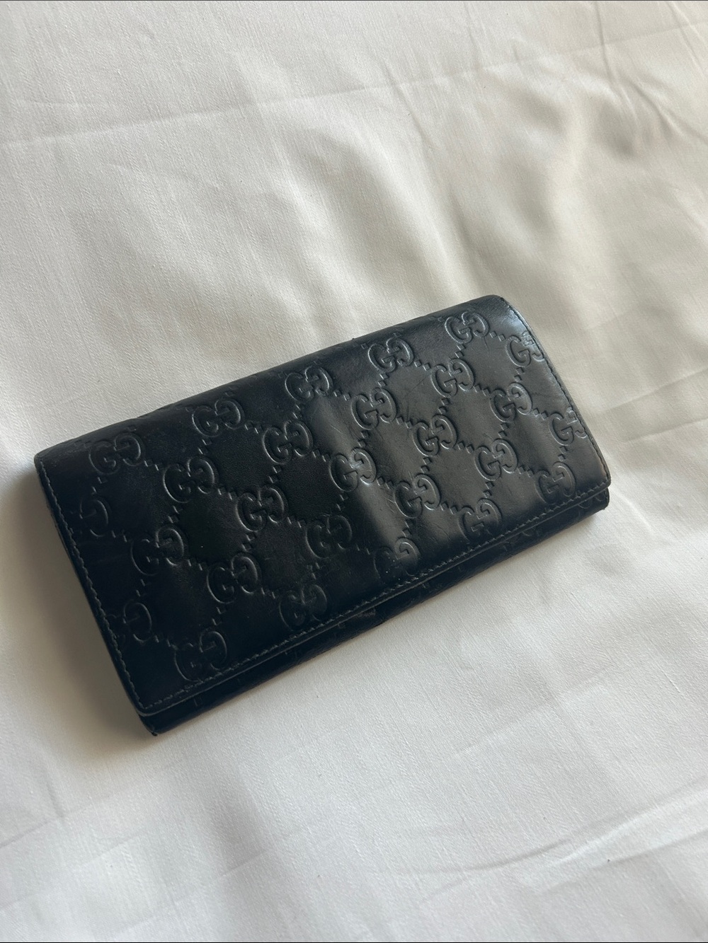 Gucci Black Embossed GG Continental Wallet